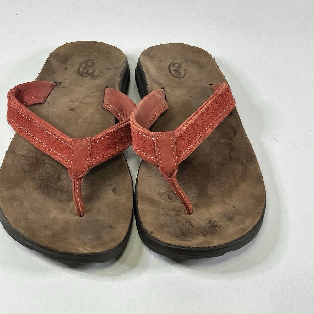 Chaco Red Leather Flip Flop Thong Sandal Women 10